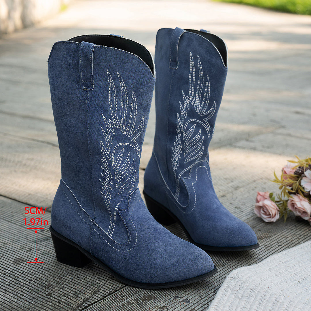 Dahlia | Cowboystiefel mit weitem Schaft bis zur Wadenmitte für Damen