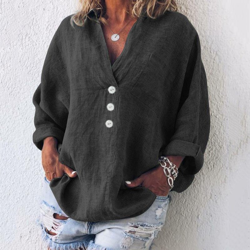 Luna | Linen Blend Pullover with Stylish Button Detailing
