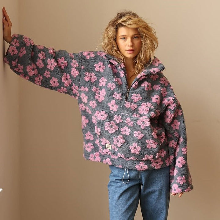 Flora | Floral Hoodie for Women – Cozy Sherpa Style