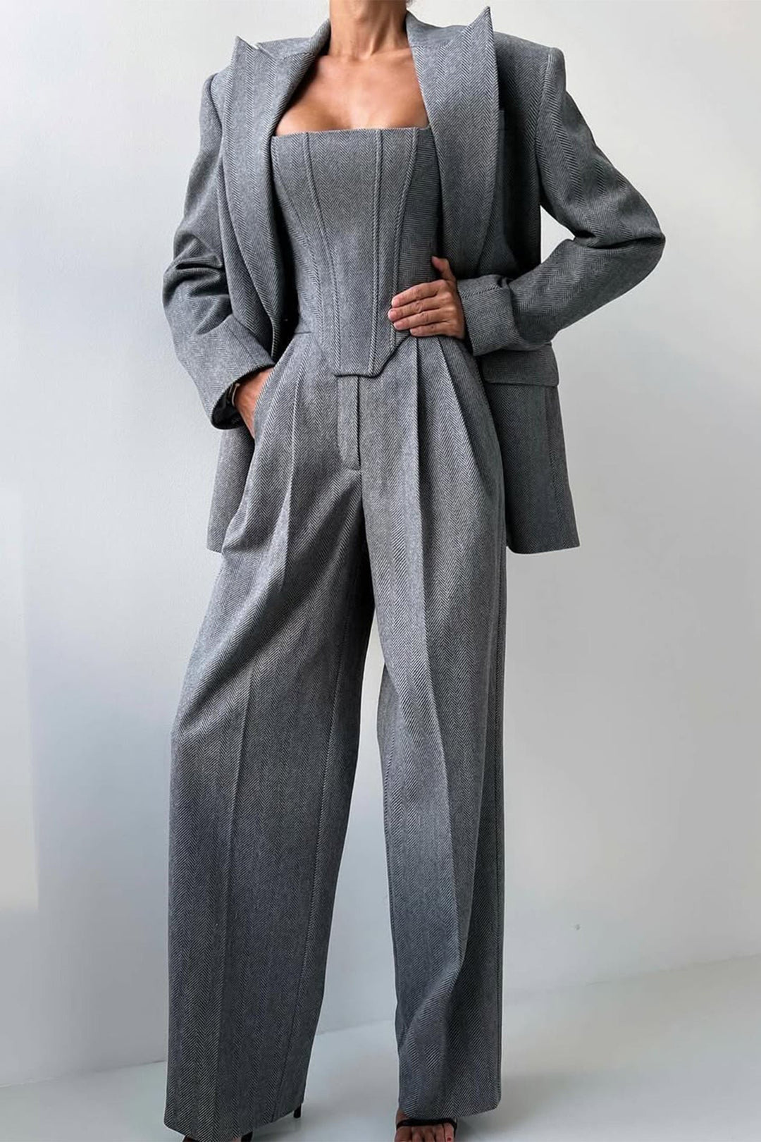 Milan | Elegantes 3-teiliges Damenblazer-Set mit zweireihiger Knopfleiste