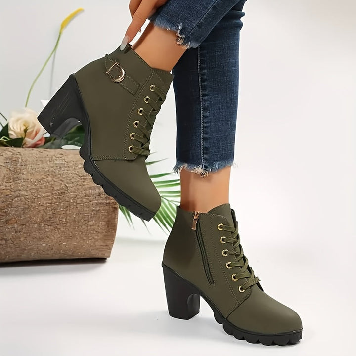 Virella | Stilvolle Schnür-Ankle-Boots für Damen mit Blockabsatz