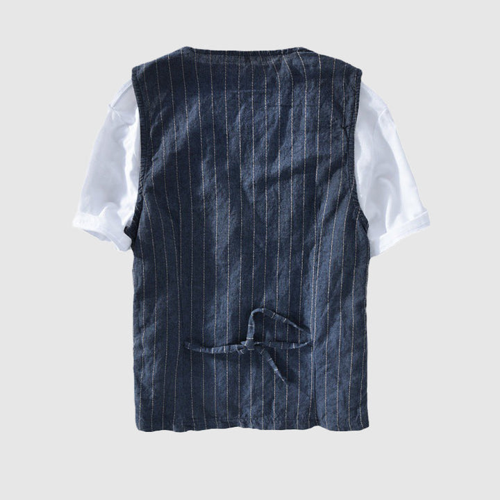 Cedric | Gilet classico da uomo in lino a righe