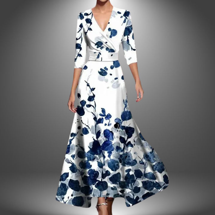 Elysia | Elegant Printed Wrap Dress with 3/4 Sleeves