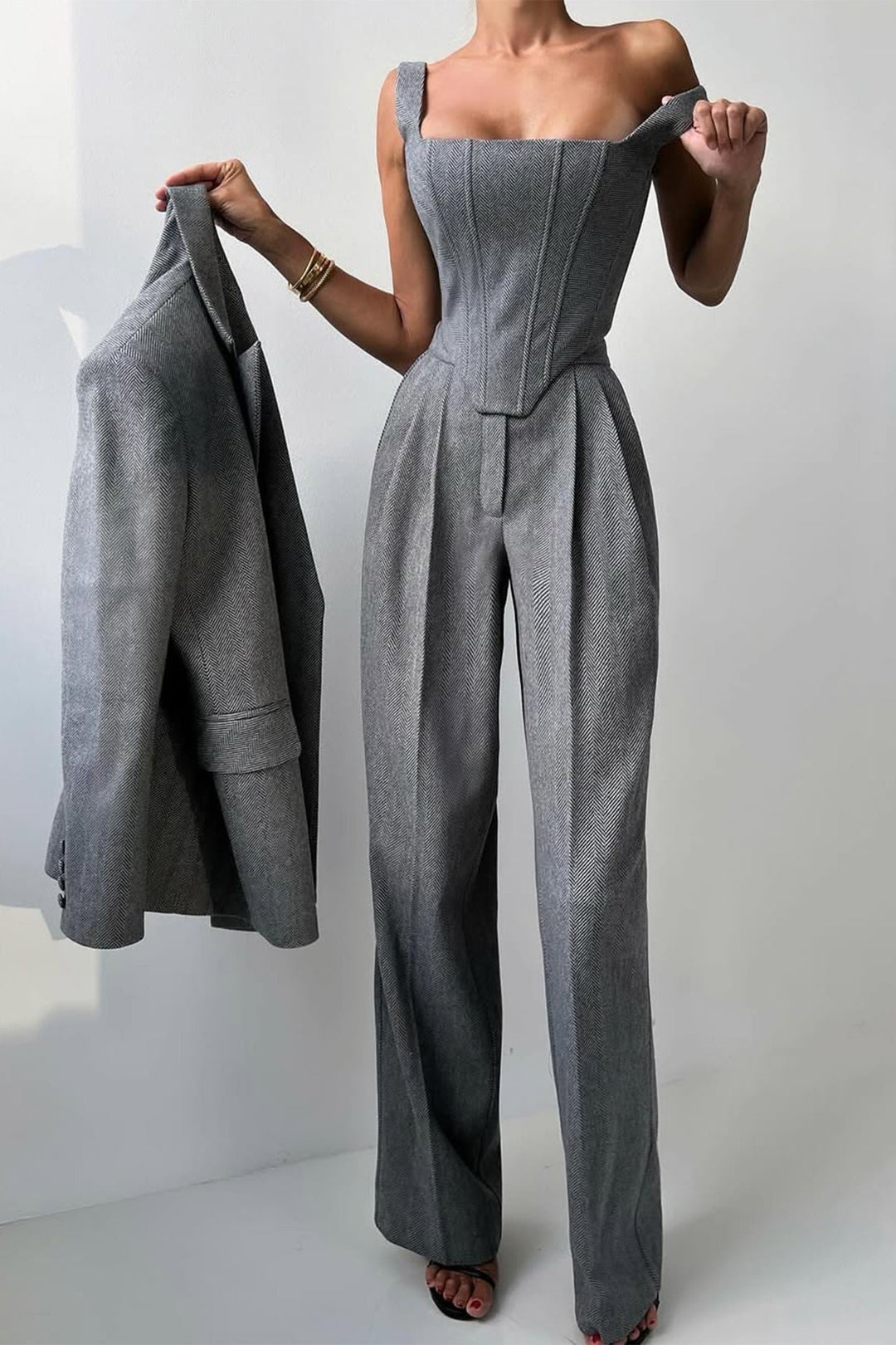 Milan | Elegantes 3-teiliges Damenblazer-Set mit zweireihiger Knopfleiste