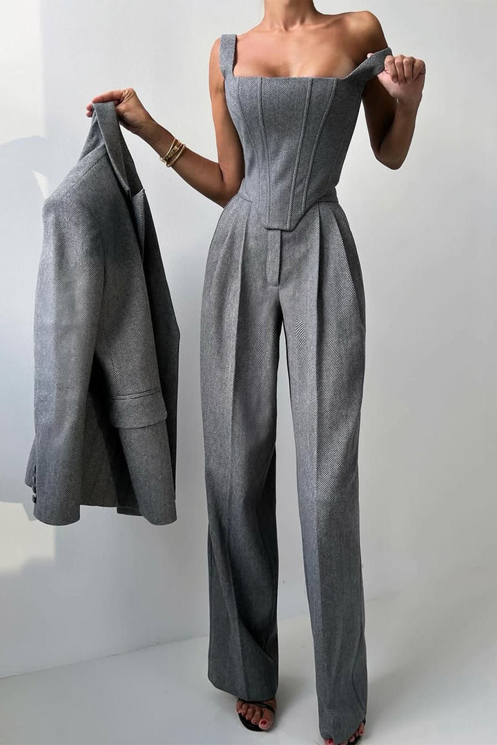 Milan | Elegantes 3-teiliges Damenblazer-Set mit zweireihiger Knopfleiste