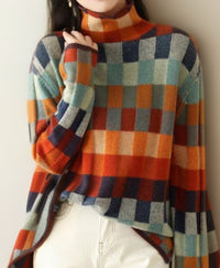 Belle | Women's Checkered Knit turtleneck Sweater