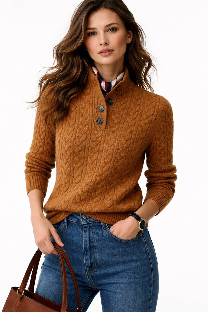 Elisabeth | Cable Knit Sweater – Stylish Roll Neck for Women