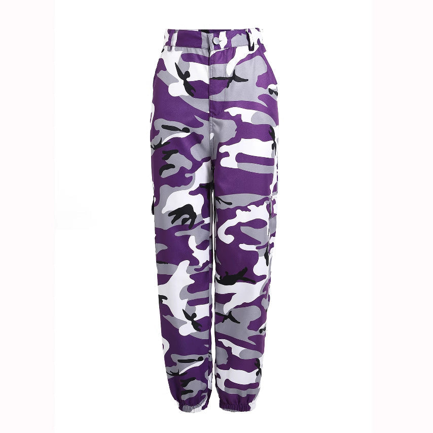 Drunelle | Pantaloni cargo mimetici alla moda con vita elasticizzata