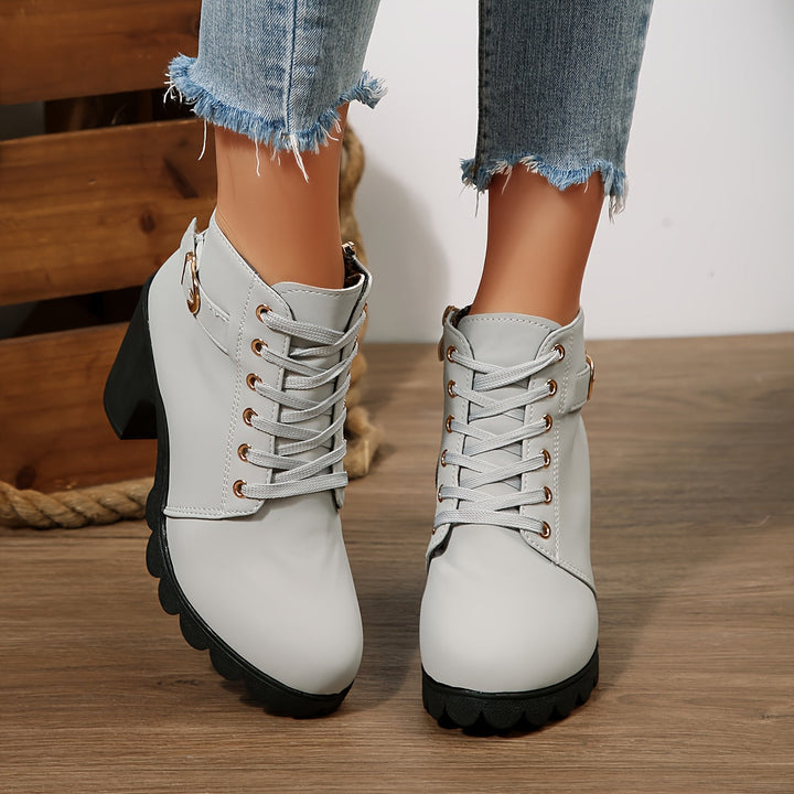 Nyxelle | Stylische Schnürstiefeletten mit Blockabsatz für Damen