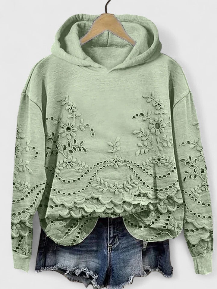 Clara | Stylischer Kapuzenpullover mit Spitzen-Details