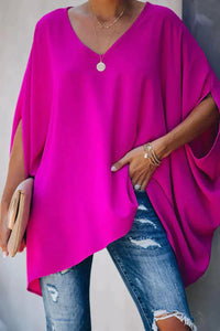 Damilia | Oversized-Tunika-Oberteil mit Fledermausärmeln und V-Ausschnitt