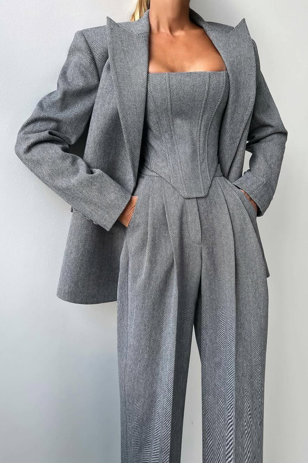 Milan | Elegantes 3-teiliges Damenblazer-Set mit zweireihiger Knopfleiste