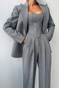 Milan | Elegantes 3-teiliges Damenblazer-Set mit zweireihiger Knopfleiste