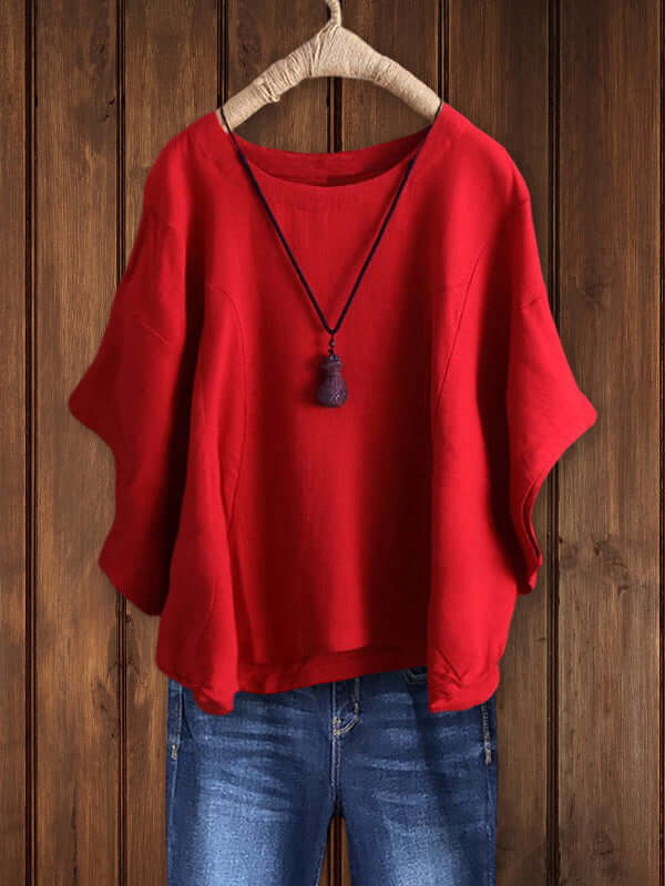 Quinley | Crepe Round Neck Short Sleeve Relaxed Tunic Top