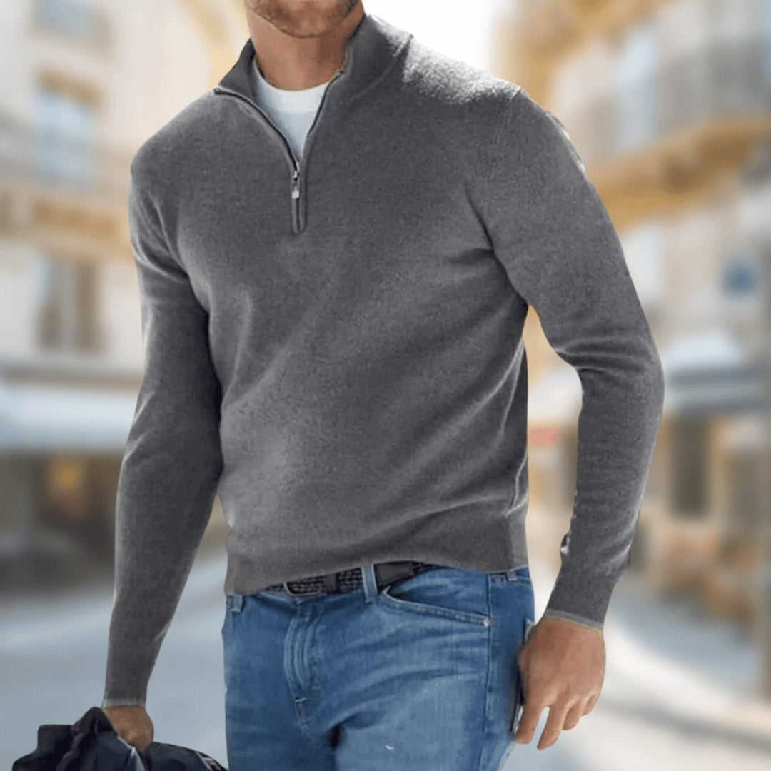 Felix | Knitted Sweater with Quarter-Zip Design for Men