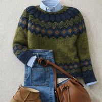 Florencia | Locker geschnittener Rundhalspullover im nordischen Fair-Isle-Strickmuster
