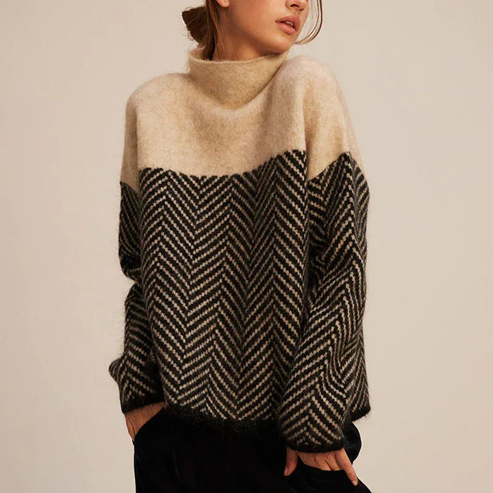 Seraphina | Maglione a collo alto in maglia chevron