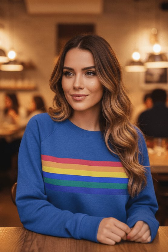 Elowen | Rainbow Striped Relaxed-Fit Crew-Neck Sweater