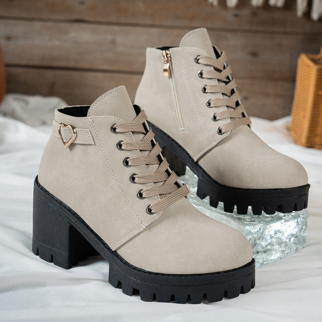 Alurelle | Stivaletti chic da donna con lacci e tacco largo