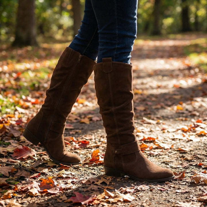 Vespera | Lässige Slouchy-Stiefel für Damen mit knöchelhohem Schaft und Blockabsatz