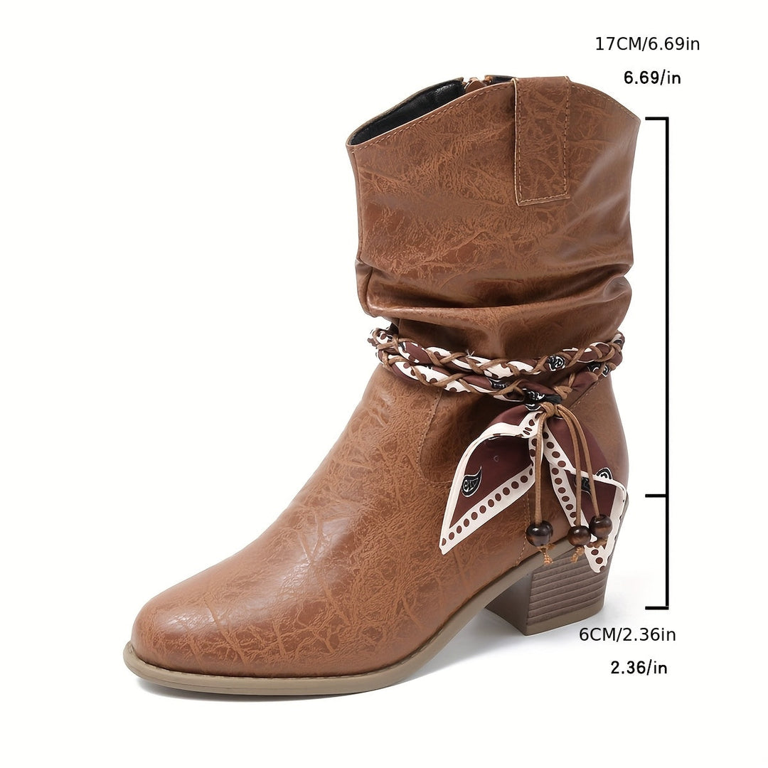 Iduna | Lässige Slouchy-Stiefeletten mit Bandana-Schleife für Damen