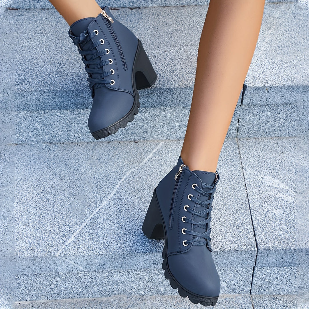 Virella | Stilvolle Schnür-Ankle-Boots für Damen mit Blockabsatz