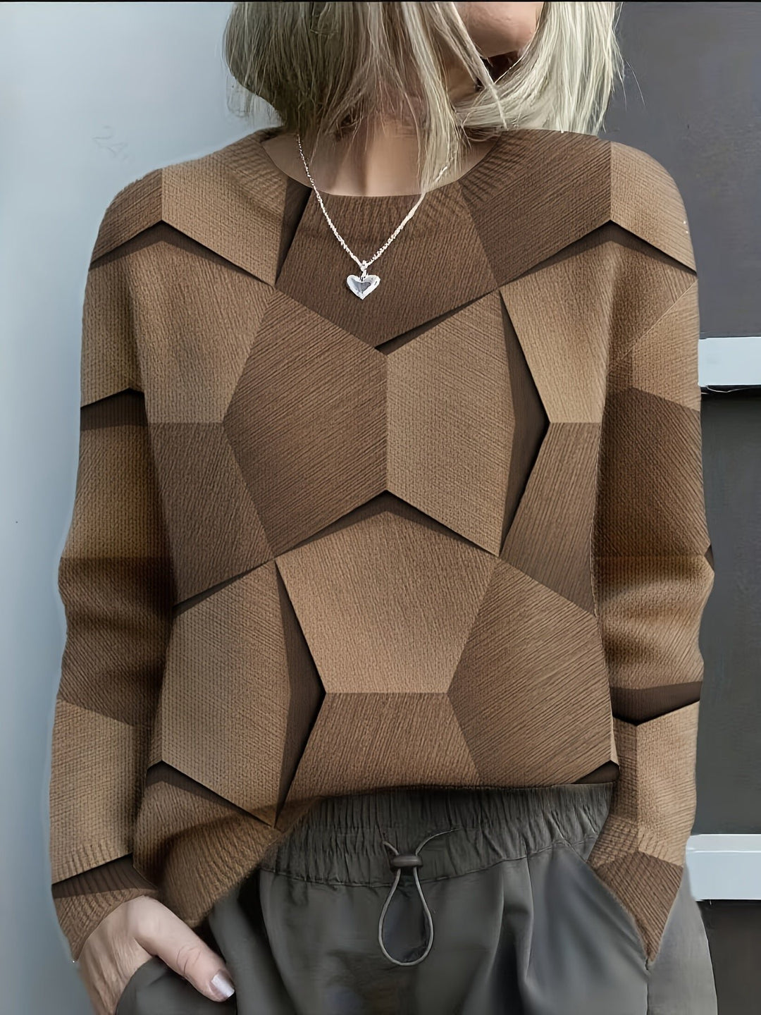 Sanae | Geometric Sweater – Casual Style for Everyday Wear