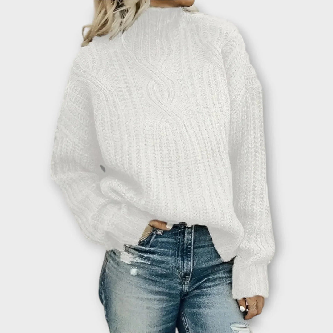 Seraphina | Elegant High-Neck Cable Knit Sweater