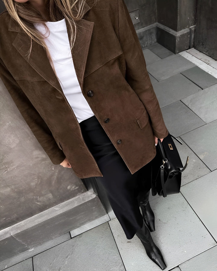 Seraphina | Blazer classico in pelle scamosciata dallo stile intramontabile