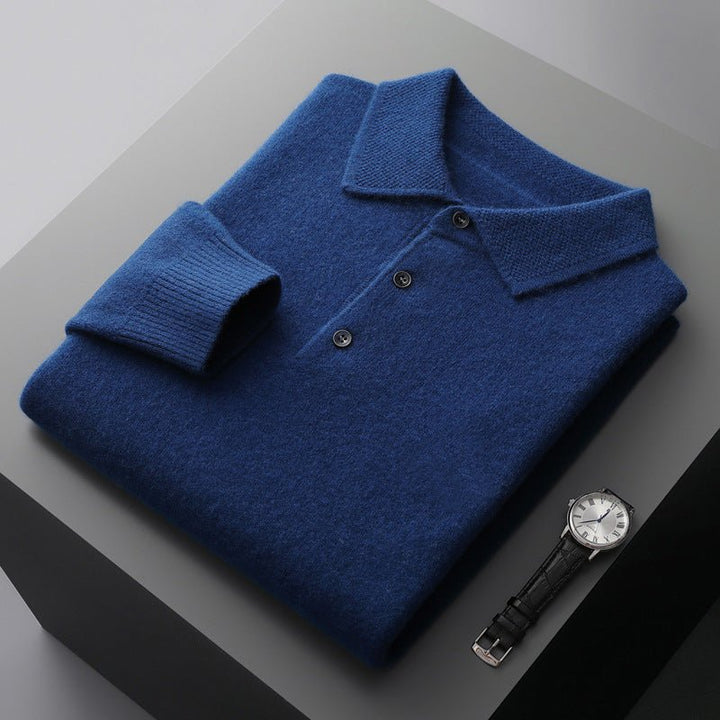 Eldridge | Maglione polo in cotone lavorato a maglia a maniche lunghe