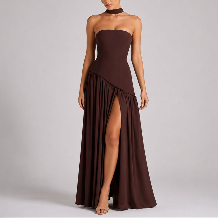 Violetta | Women's Elegant Strapless Open-Back Maxi Dress