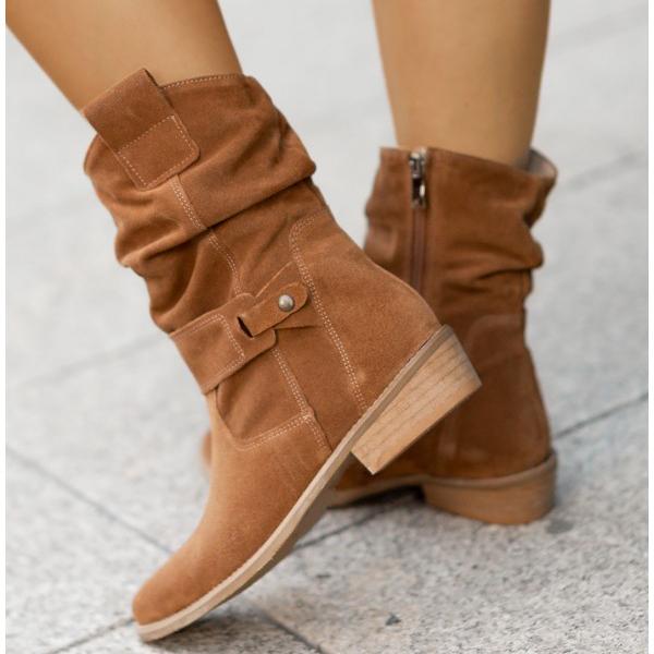 Ellarose | Lässige Slouchy-Ankle-Boots für Damen mit umgeschlagenem Schaft
