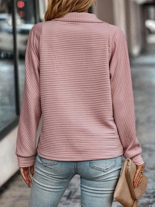 Elowen | V-Neck Zip Detail Knit Sweater