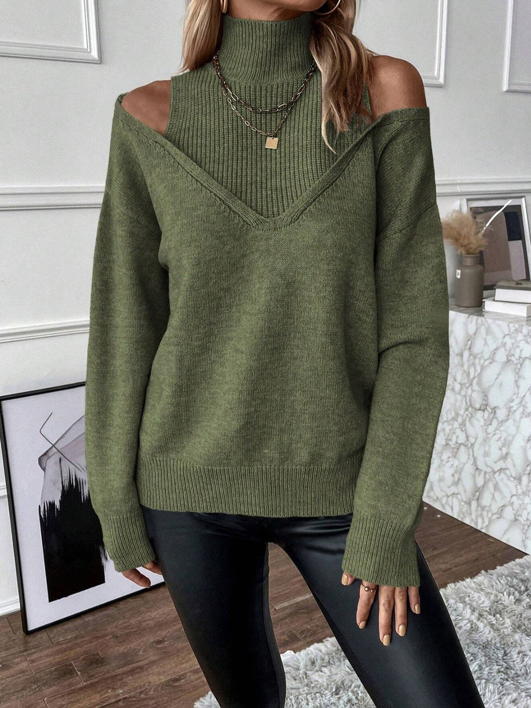 Bettina | Off-Shoulder Turtleneck Sweater for Women