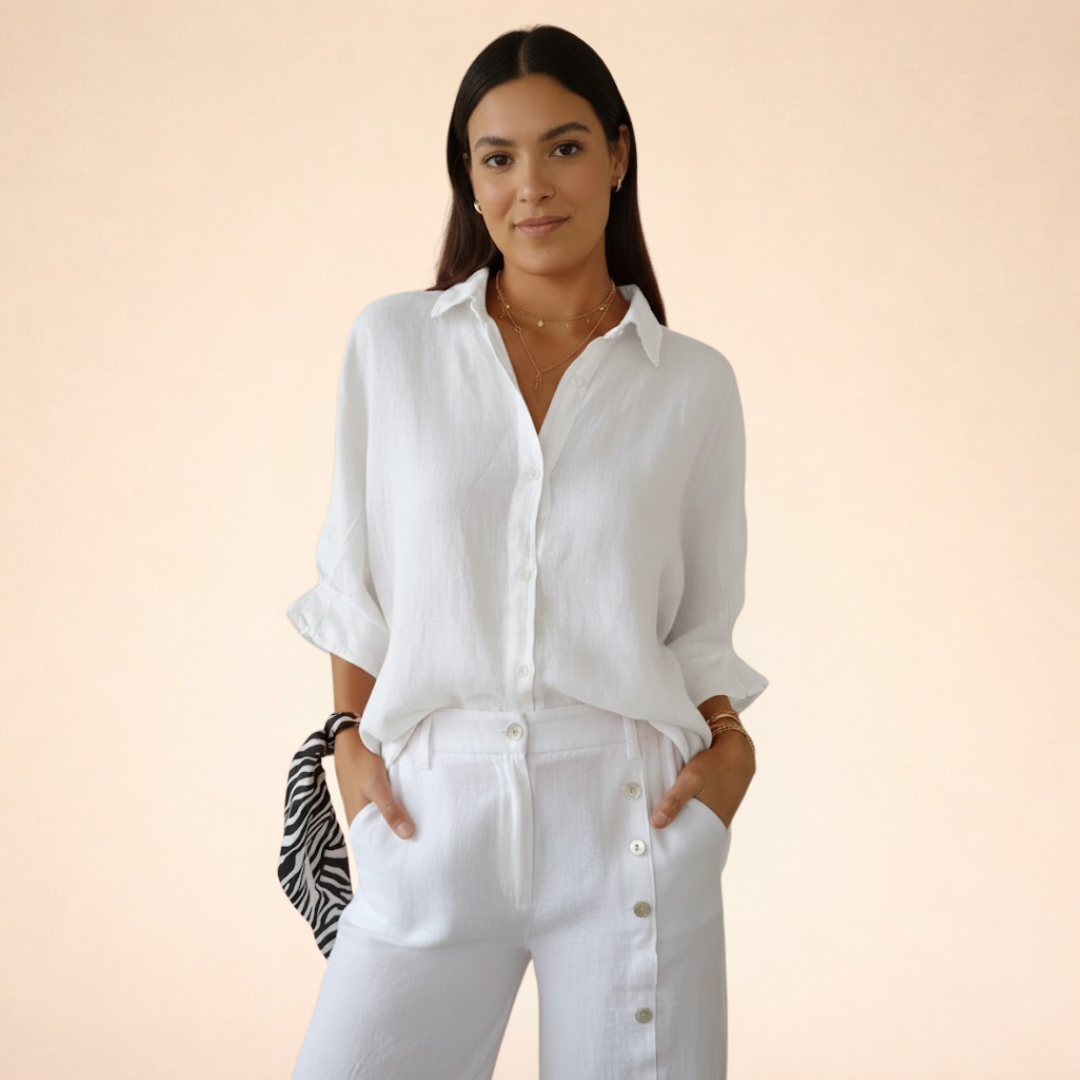 Elena | Elegant Linen Blouse