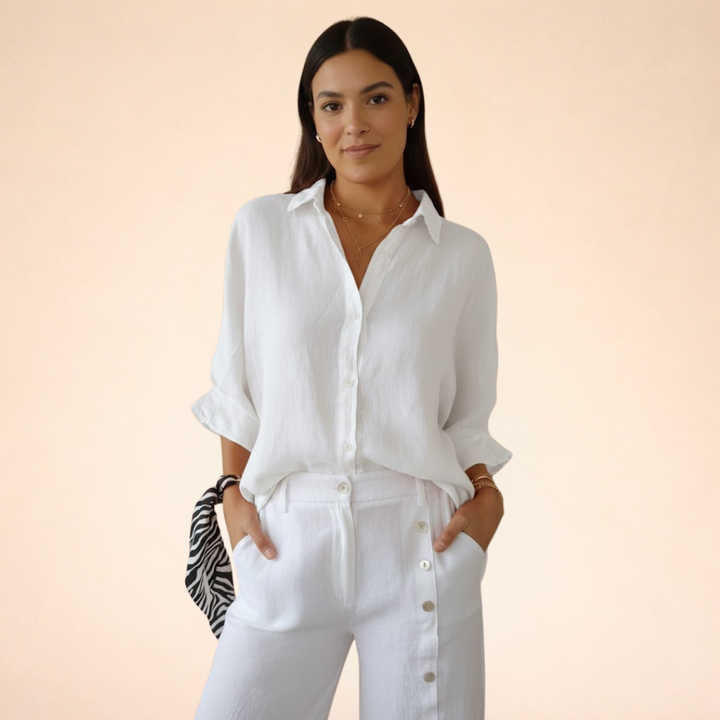 Elena | Elegant Linen Blouse