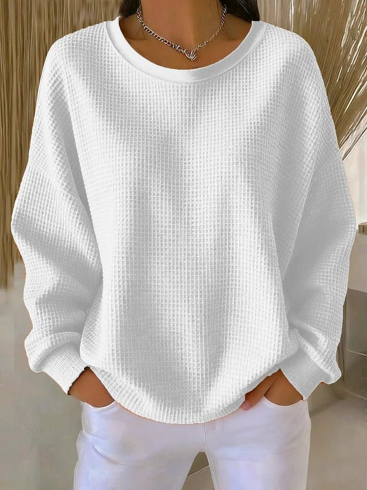 Ellora | Relaxed Textured Waffle-Knit Sweater