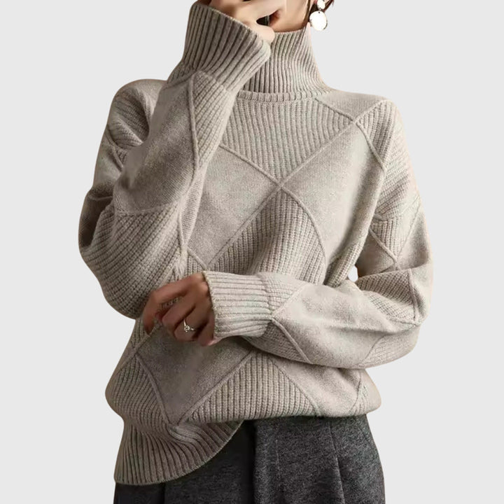 Camille | Geometric Turtleneck Sweater
