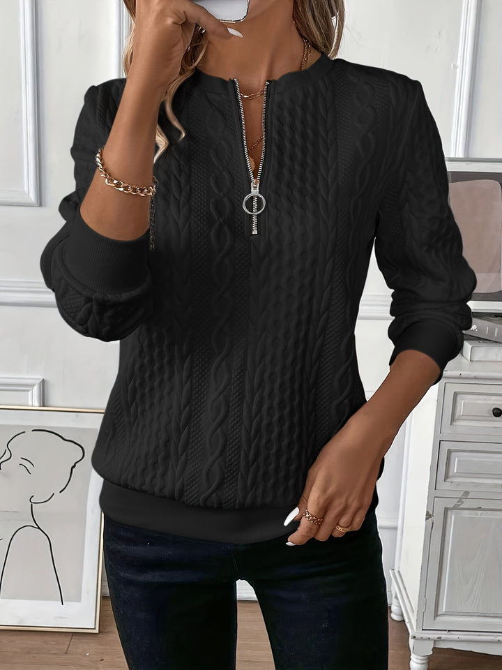 Aurelia | Cable Knit Zip-Up Sweater