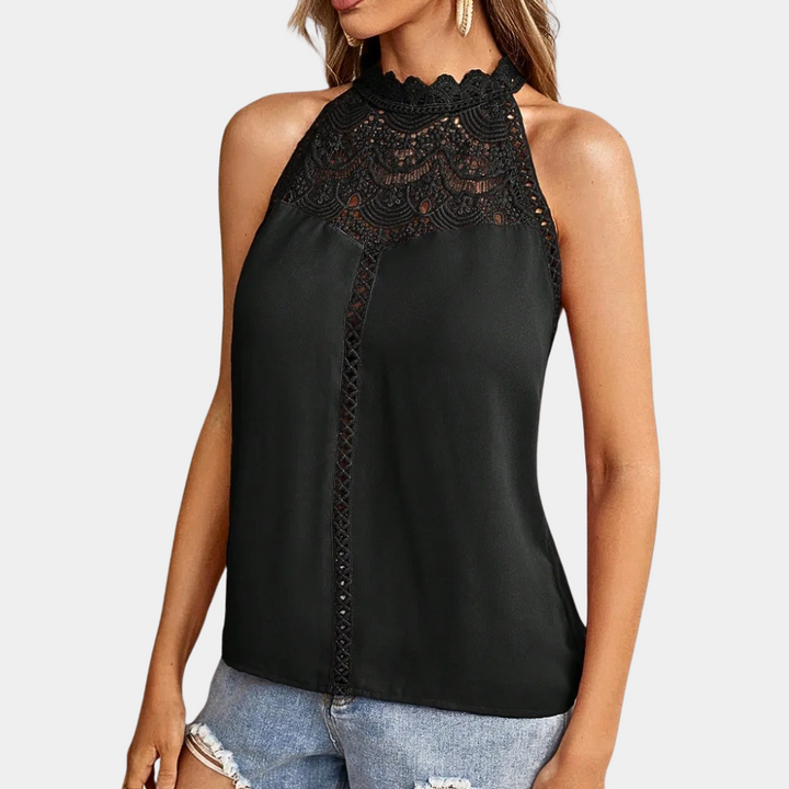 Abigail | Elegant Lace Yoke Sleeveless Top 1