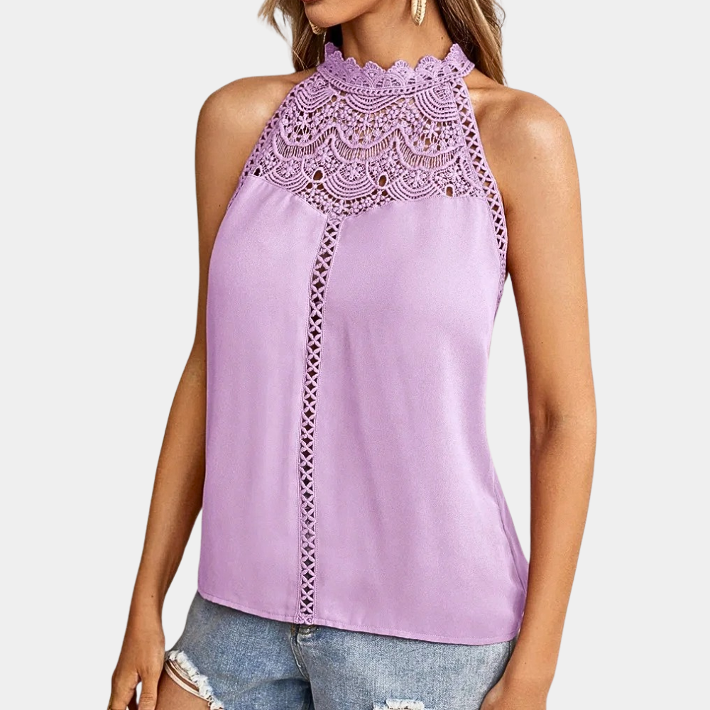 Abigail | Elegant Lace Yoke Sleeveless Top 2