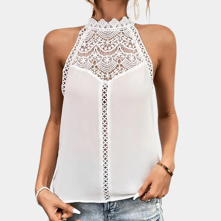 Abigail | Elegant Lace Yoke Sleeveless Top 3