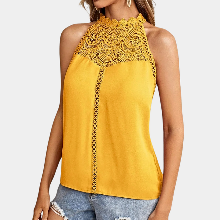 Abigail | Elegant Lace Yoke Sleeveless Top 4
