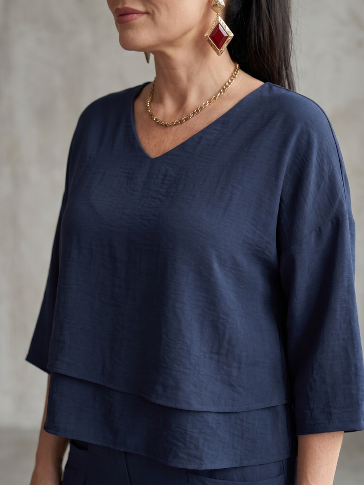Abigail | Stylish Layered Top & Wide-Leg Trouser Set 1