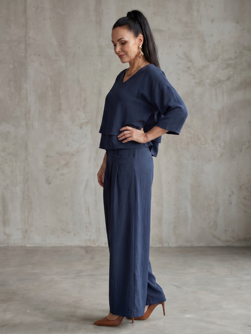Abigail | Stylish Layered Top & Wide-Leg Trouser Set 2