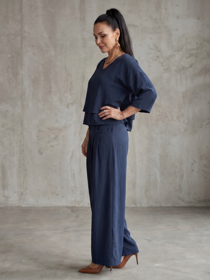 Abigail | Stylish Layered Top & Wide-Leg Trouser Set 2