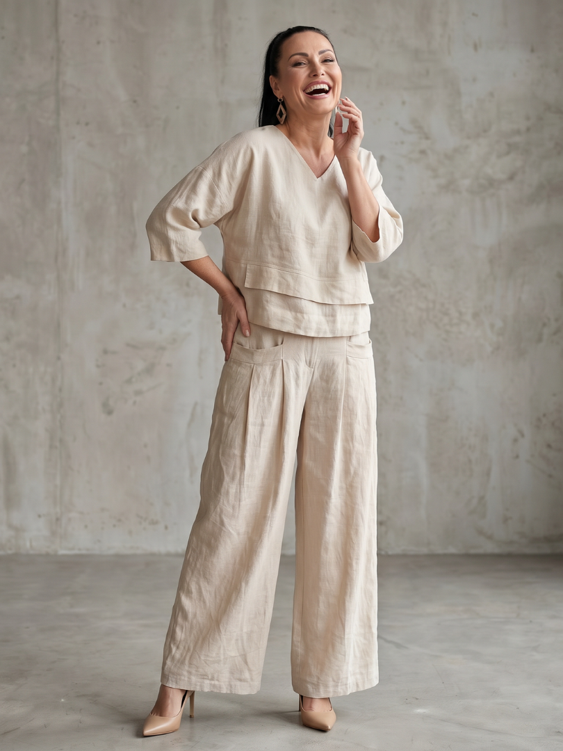Abigail | Stylish Layered Top & Wide-Leg Trouser Set 4