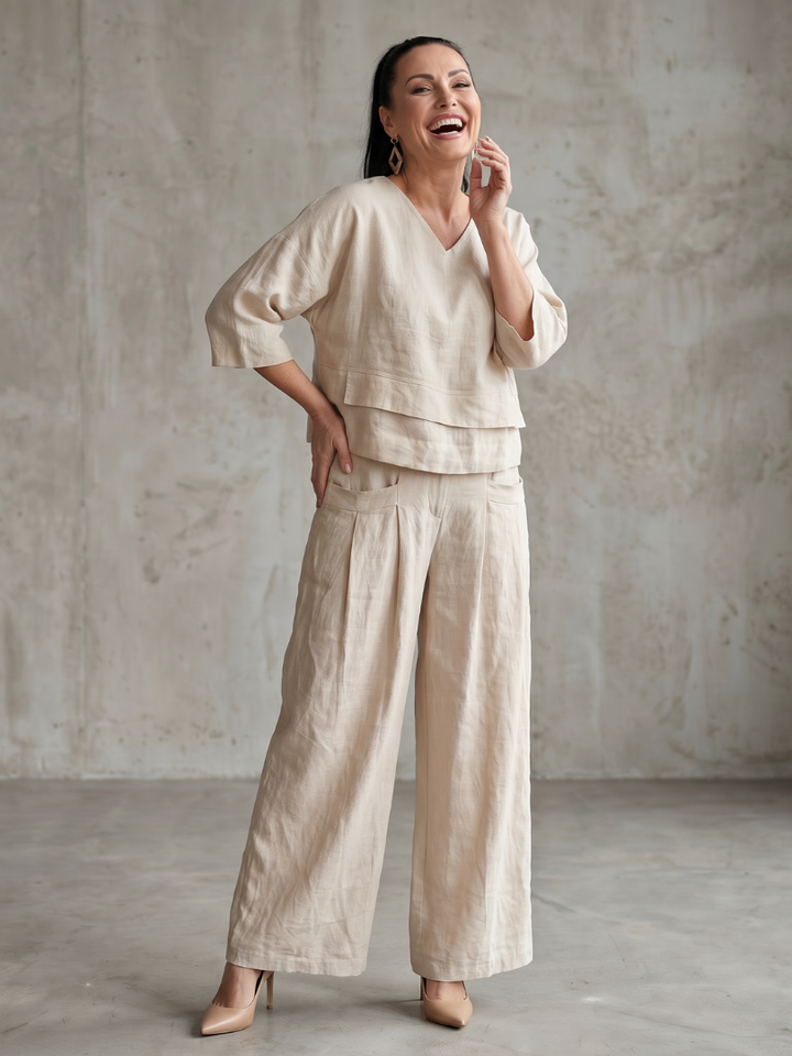 Abigail | Stylish Layered Top & Wide-Leg Trouser Set 4