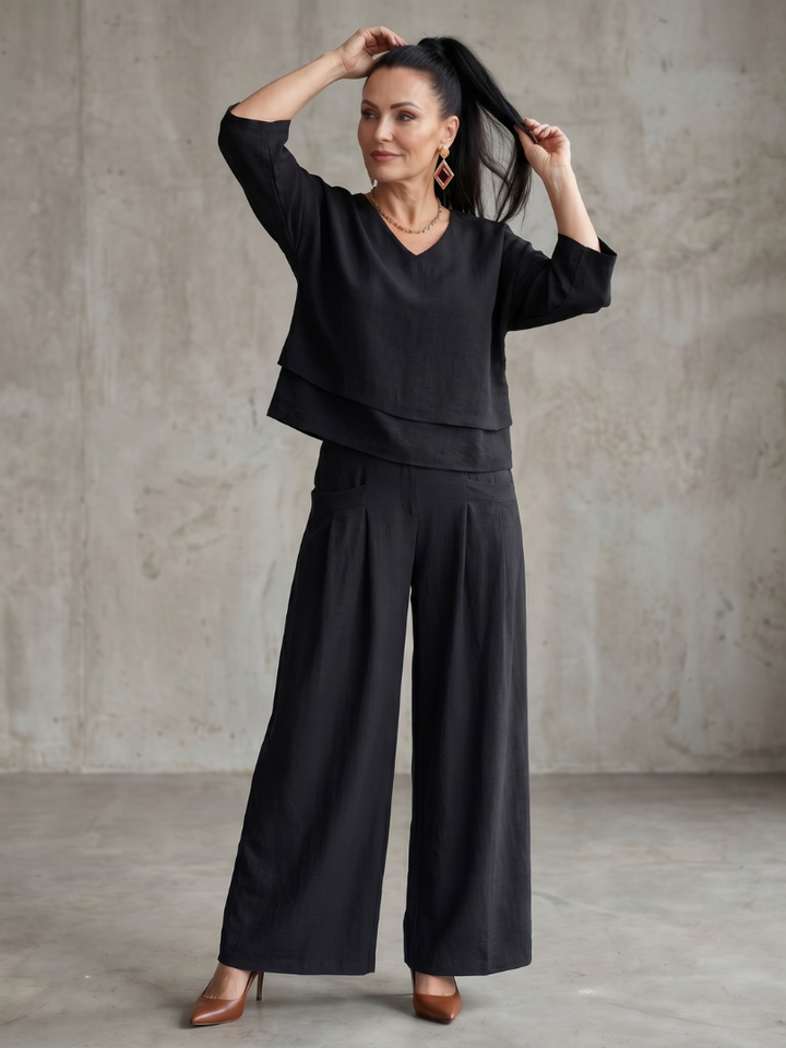 Abigail | Stylish Layered Top & Wide-Leg Trouser Set 6