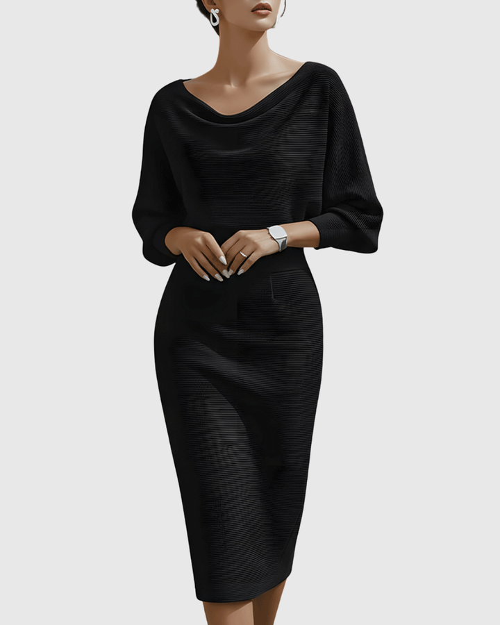 Adelaide | Elegant Draped Batwing Midi Dress 0